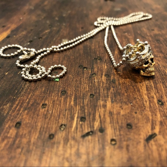 Tiny Gold Skull + 925 Silver Crown Handmade - Picture 7 of 8
